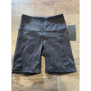 90 Degree By Reflex Women's Black High-Waisted Biker Shorts Side Pockets S New